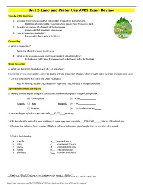 AP Sem 2 Unit 4 Free Response Practice Test Scoring Guide. . Unit 5 land and water use apes exam review